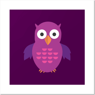 Purple & Purple Owl Posters and Art